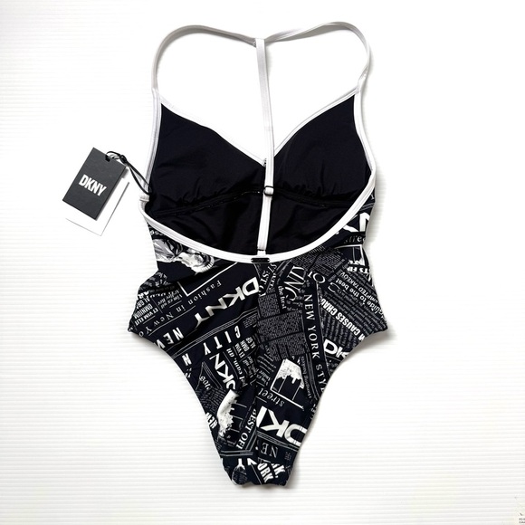 DKNY Graphic T-Back One Piece Swimsuit Size XS - Picture 4 of 8